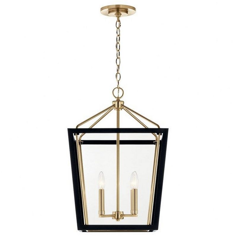 Delvin 4-Light Champagne Bronze and Black Pendant with Clear Glass