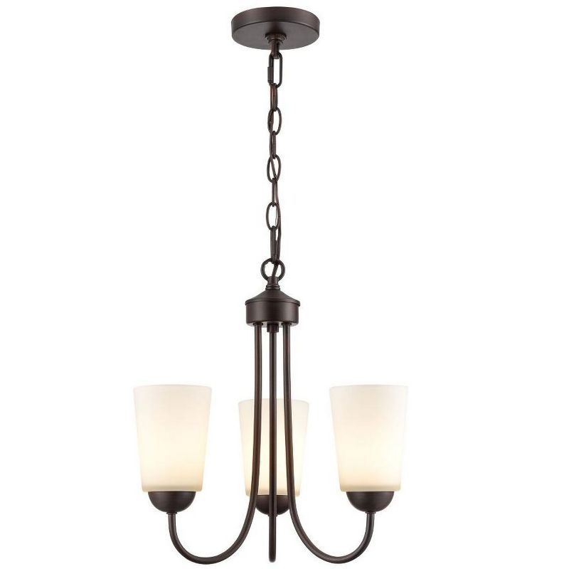 Ivey Lake 3-Light Rubbed Bronze Chandelier with Etched White Shades