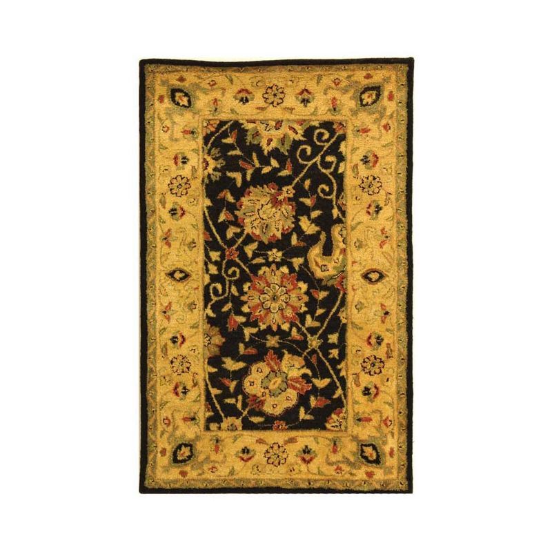 Antiquity Black and Gold Handmade Wool Area Rug 4' x 6'