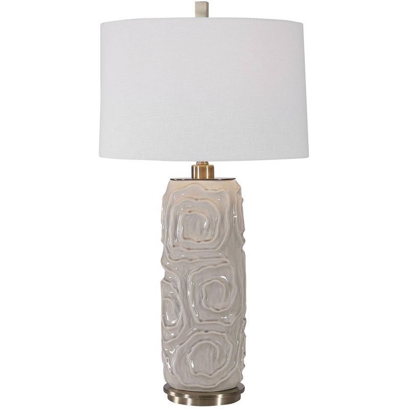 Zade 34" Warm Gray Ceramic Table Lamp with White Linen Shade