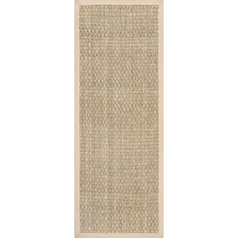 Natural Seagrass Checker Weave Rectangular Runner Rug, 2' 6" x 8'