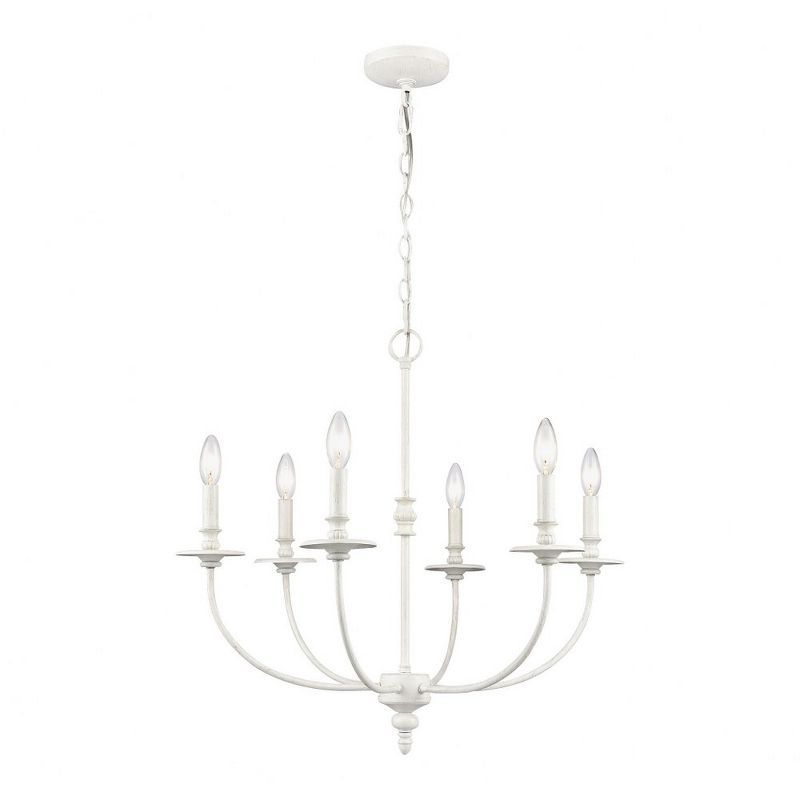 Farmhouse White 6-Light Airy Tone Chandelier with Adjustable Height