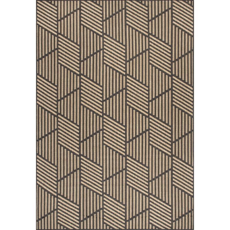 Charcoal Geometric 5' x 8' Synthetic Indoor/Outdoor Area Rug