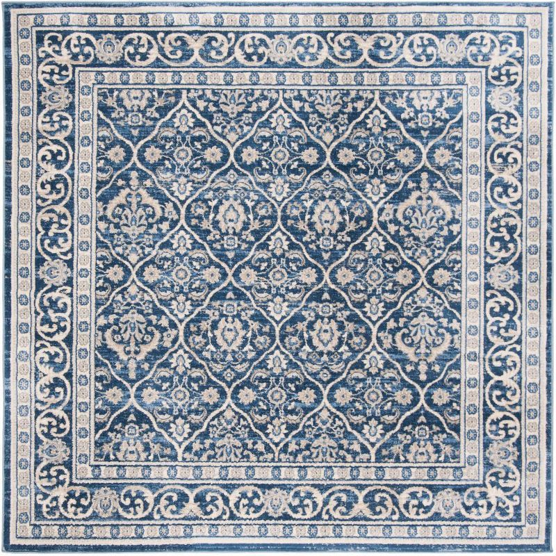 Brentwood Blue and Light Gray Synthetic Square Area Rug