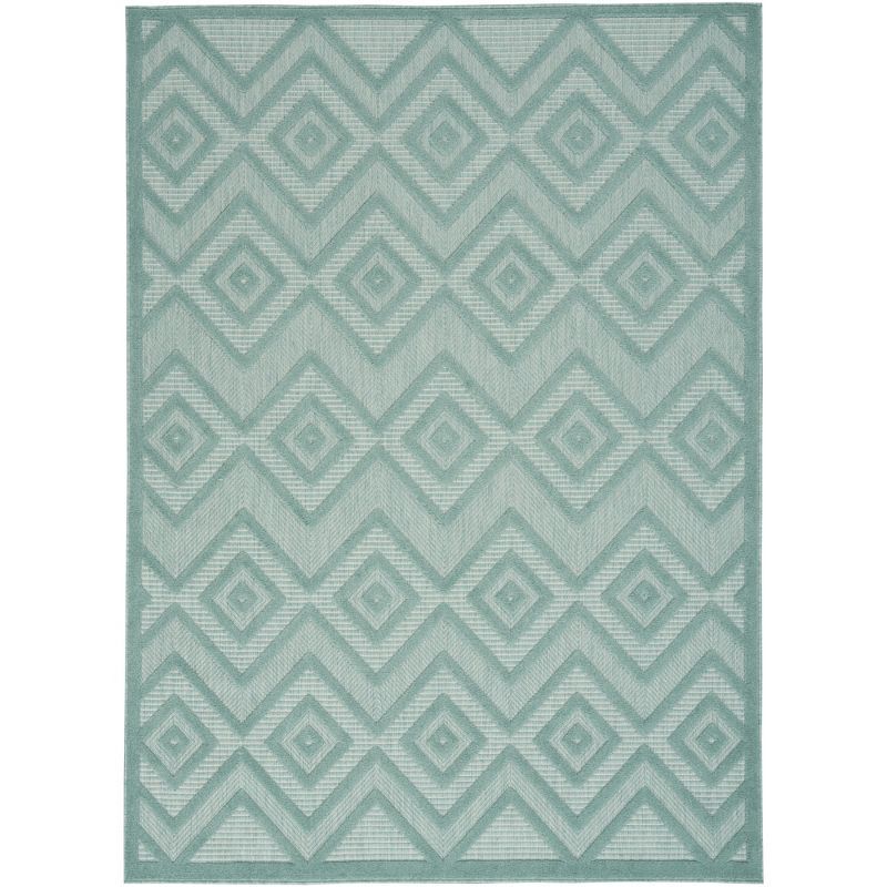 Pastel Lime and Red Diamond 6' x 9' Reversible Outdoor Rug