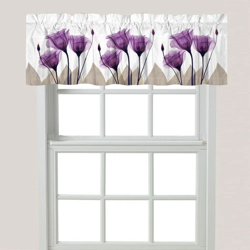 Purple Floral X-Ray Design Rod Pocket Window Valance