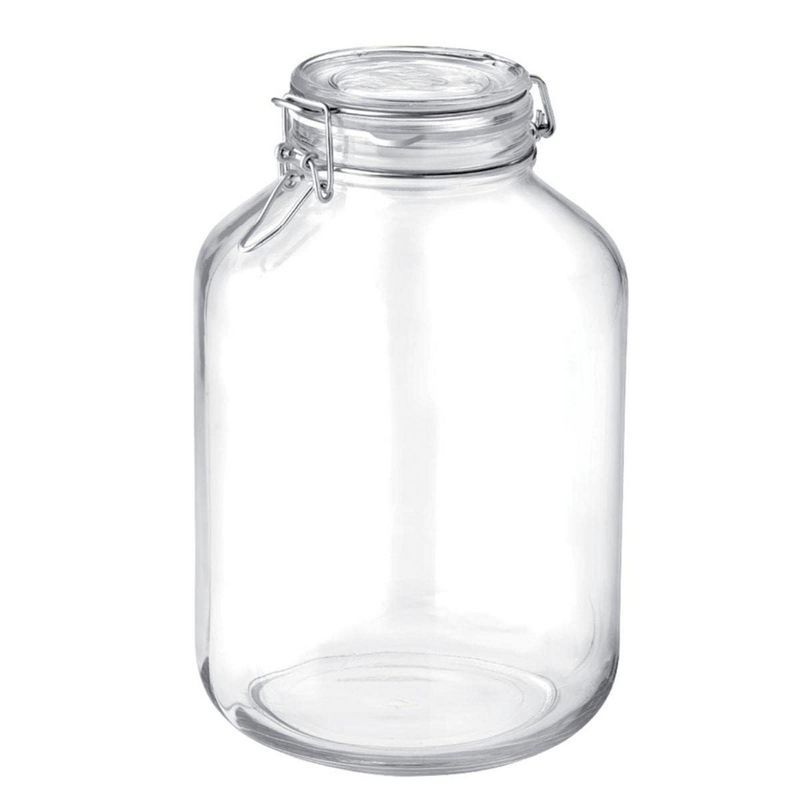 Clear Glass 5L Airtight Storage Jar with Metal Clamp