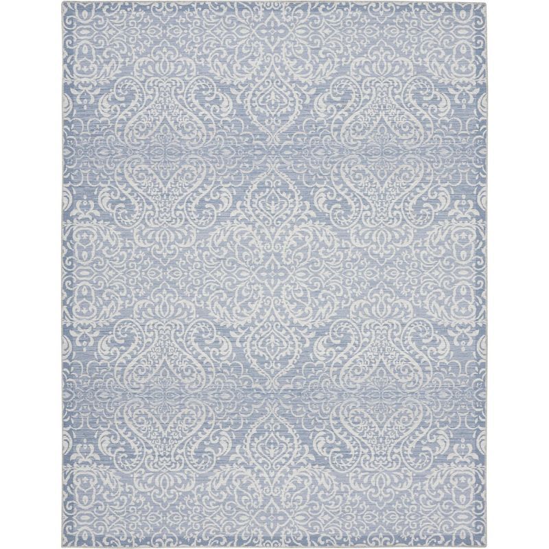 Slate Damask Chenille 8' x 10' Easy-Care Area Rug