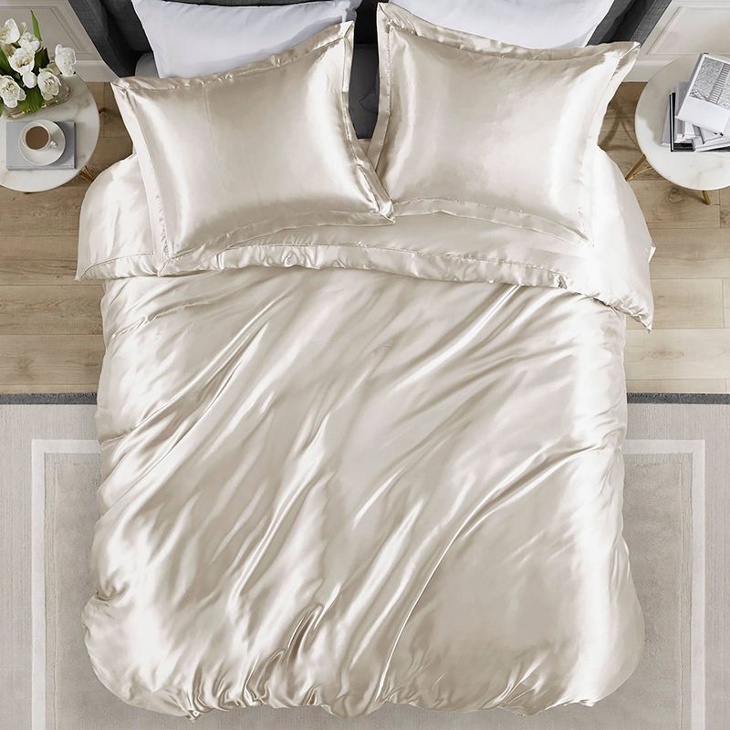 Ivory Satin Full Microfiber Comforter Set