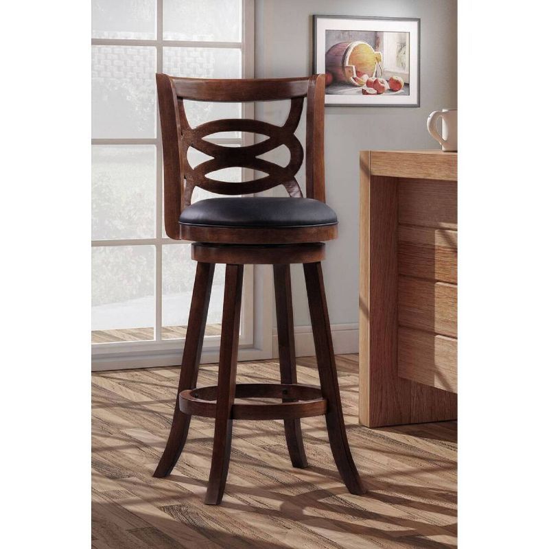 Cappuccino Leatherette 360 Swivel Wood Barstool