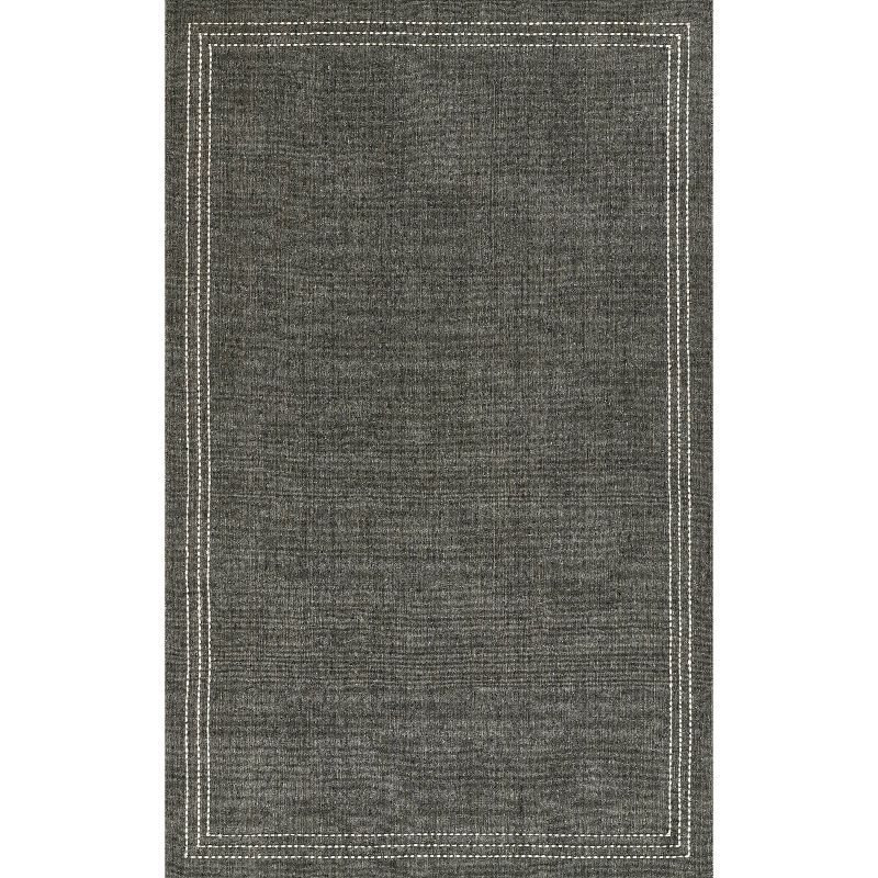 Handmade Charcoal Gray Wool and Viscose Striped 9' x 12' Area Rug