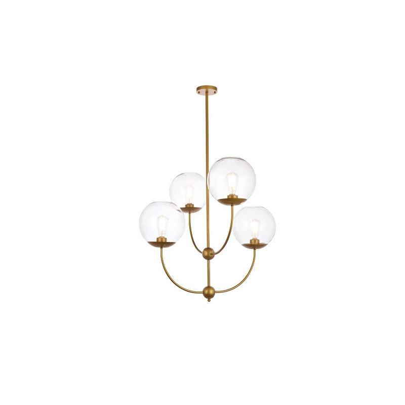 Brass and Clear Glass Globe Pendant Light