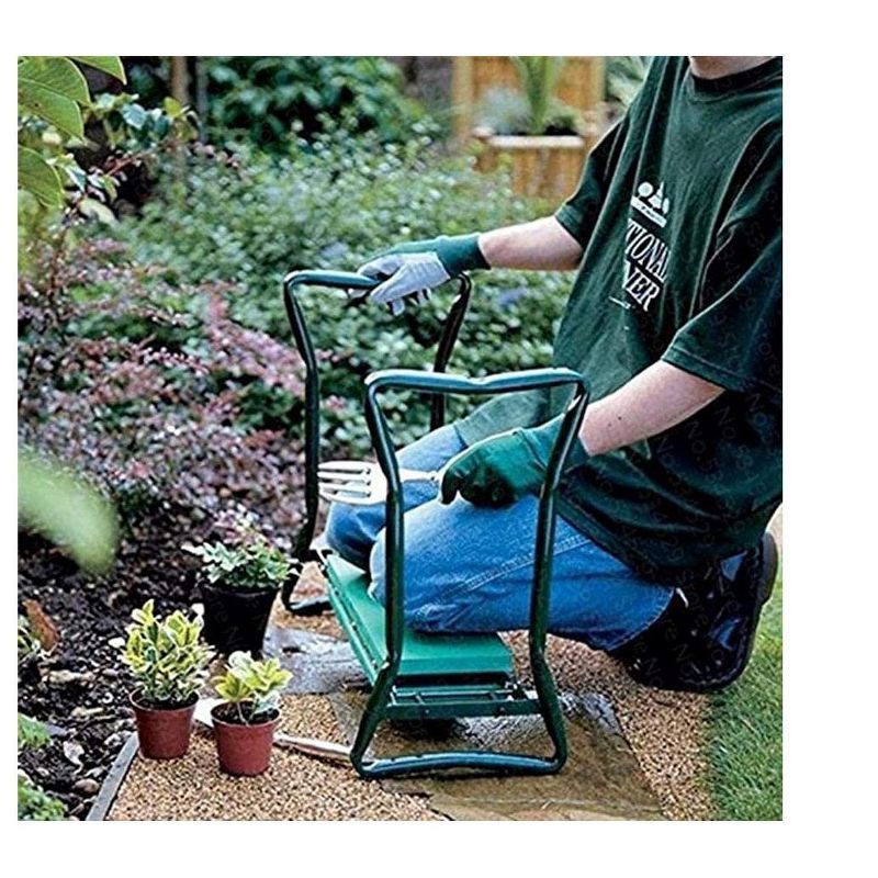 Green Portable Garden Bench and Kneeler with Tool Pockets