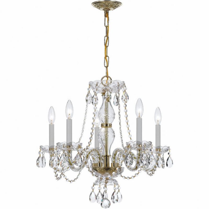 Polished Brass Mini Crystal 5-Light Candle Chandelier