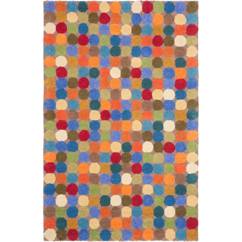 Handmade Multi-Color Wool and Viscose Polka Dot Area Rug