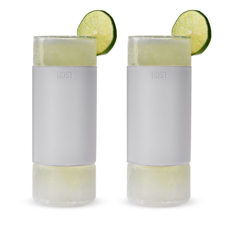 Gray Double-Walled Glass Highball FREEZE Tumblers Set of 2