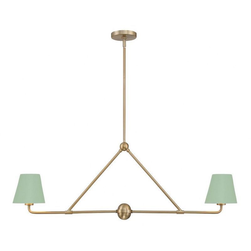 Xavier Vibrant Gold and Green 2-Light Steel Chandelier