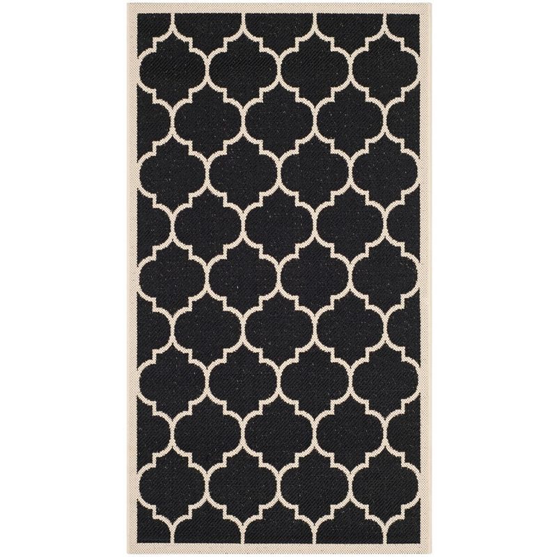 Elegant Black Synthetic Rectangular Indoor/Outdoor Rug, 31in x 4in