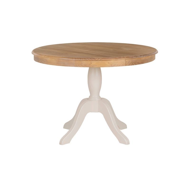 Round White and Natural Wood Farmhouse Dining Table