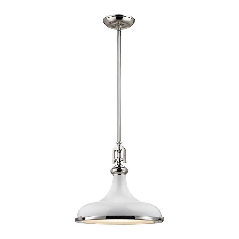 Rutherford Polished Nickel & Gloss White 1-Light Small Pendant