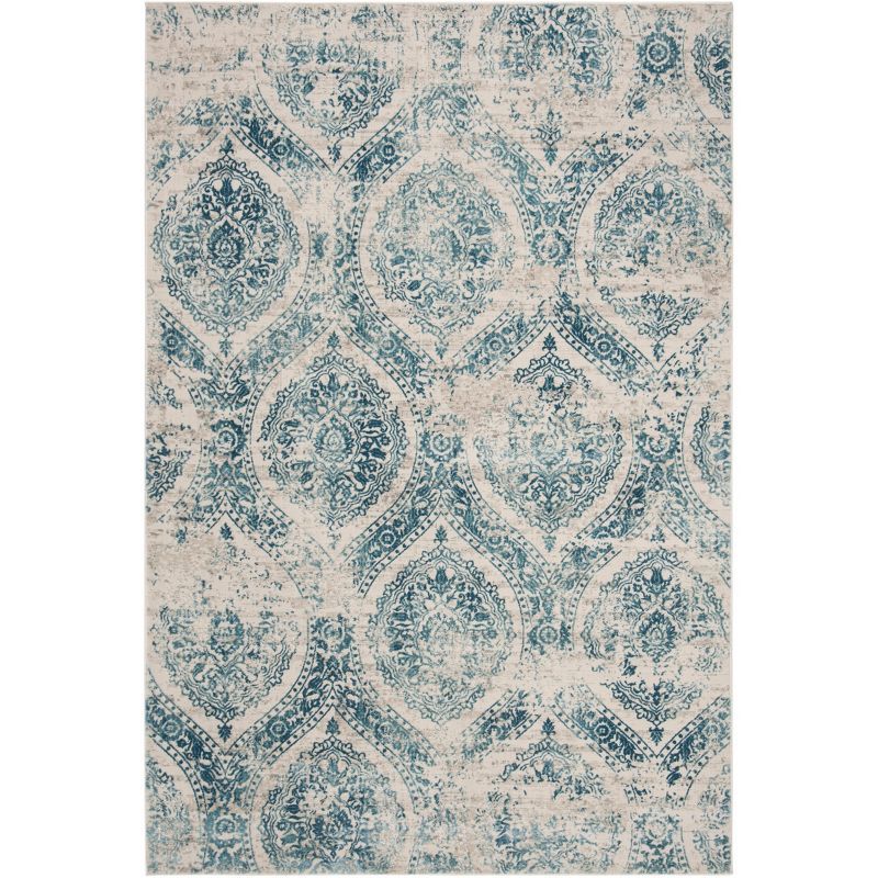 Princeton 8' x 10' Blue Cotton Synthetic Area Rug