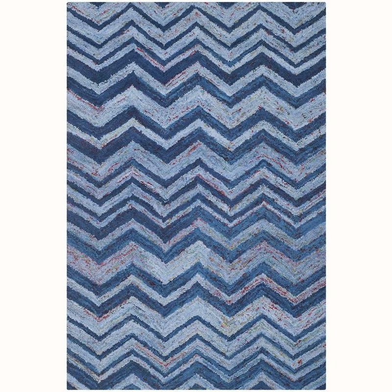 Handmade Blue Cotton Tufted 6' x 9' Area Rug