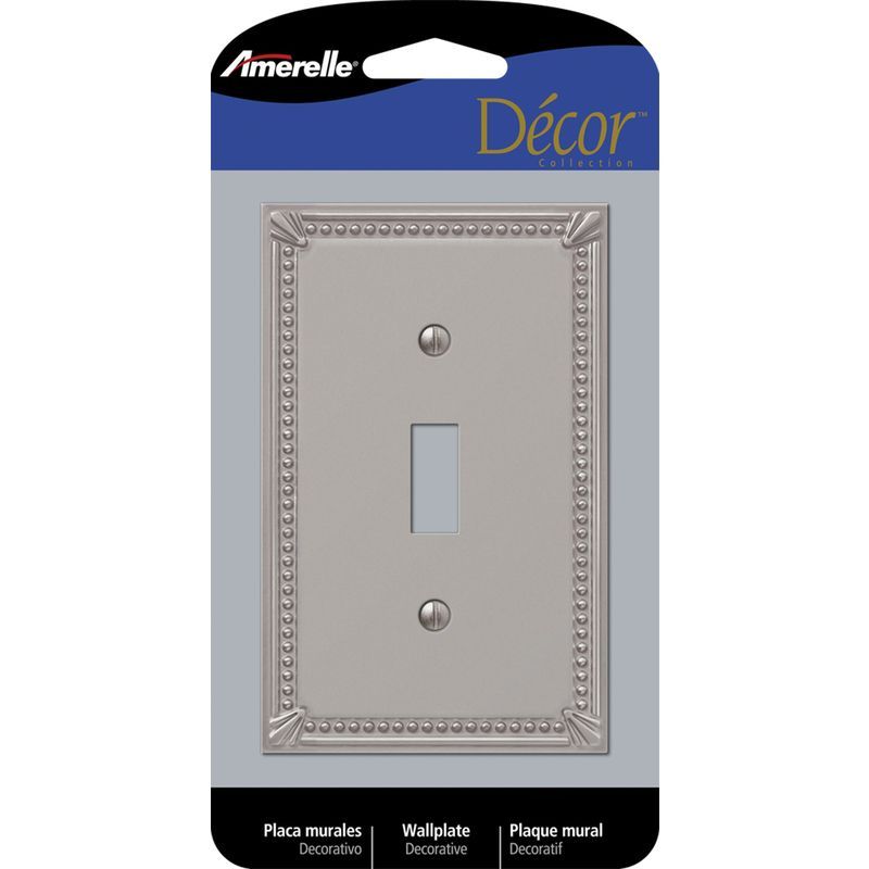 Brushed Nickel 1-Gang Toggle Metal Wall Plate