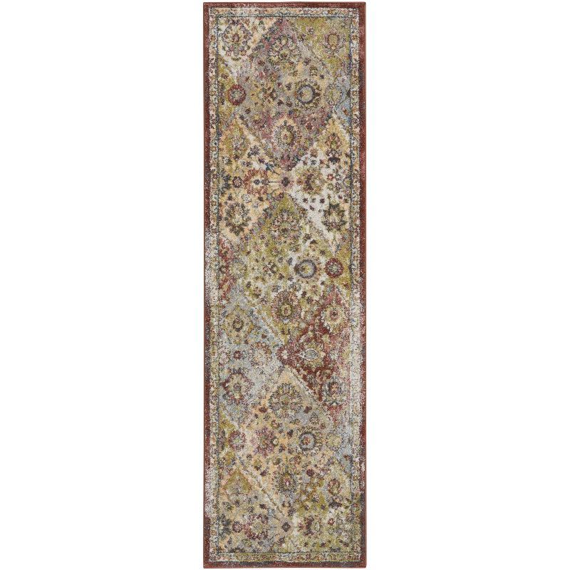 Ivory Floral Hand-Knotted Synthetic Easy-Care Area Rug