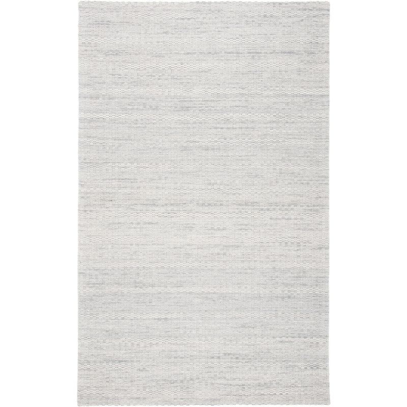 Light Grey Handwoven Wool Flat Weave Area Rug 4' x 6'