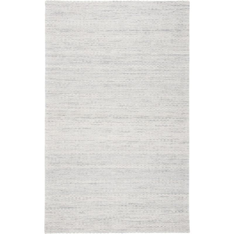 Handwoven Light Grey Wool Rectangular Rug, 5' x 8'