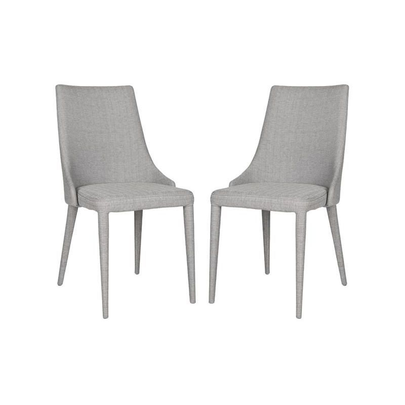 Summerset 36'' High Gray Linen Upholstered Side Chairs with Metal Legs