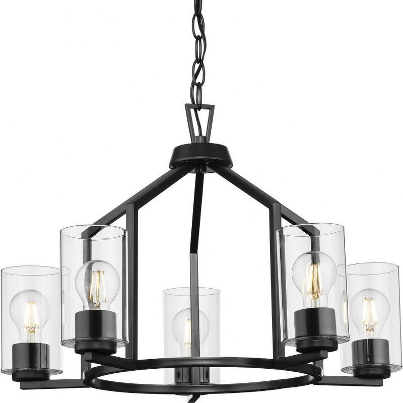 Goodwin Matte Black 5-Light Chandelier with Clear Glass Shades