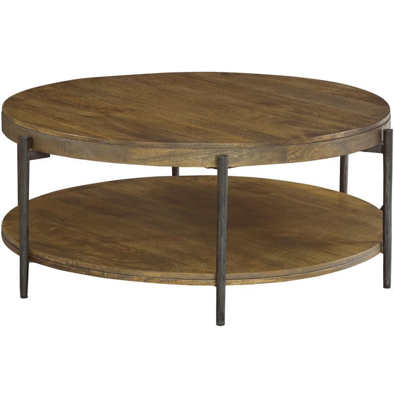 Transitional 41'' Round Walnut Coffee Table with Storage