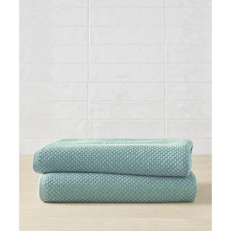 Seafoam Cotton Bamboo Honeycomb Weave Towel Set