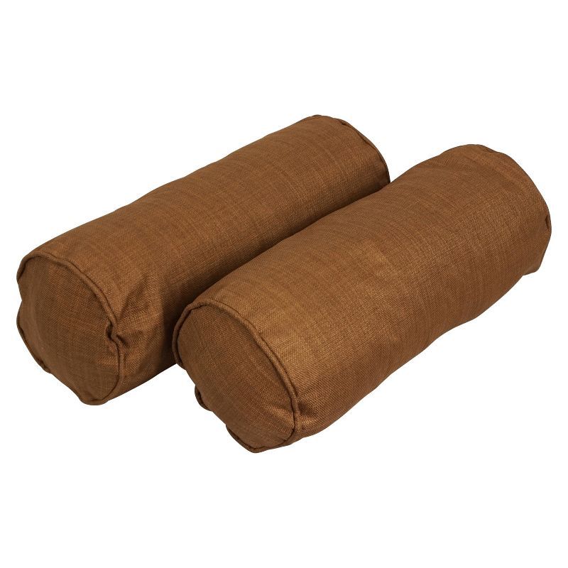 Mocha Double-Corded Spun Polyester Bolster Pillows, Set of 2