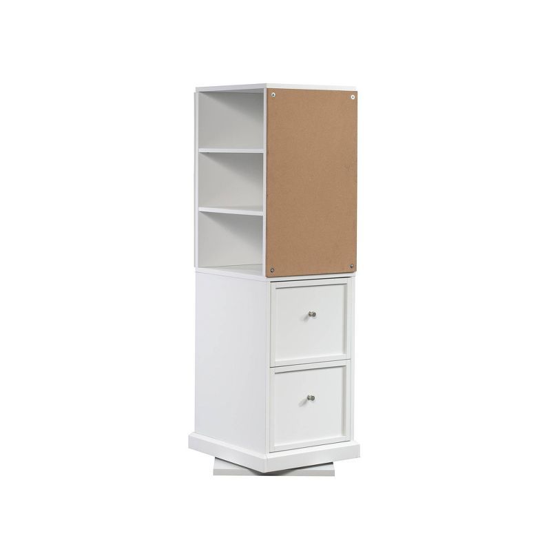 White Particle Board Craft Tower with Swivel Base and Storage