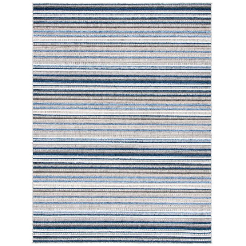 Grey/Blue Geometric Easy-Care Synthetic Area Rug, 5'3" x 7'7"
