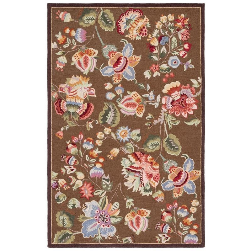 Chelsea Brown Hand-Knotted Floral Wool Area Rug