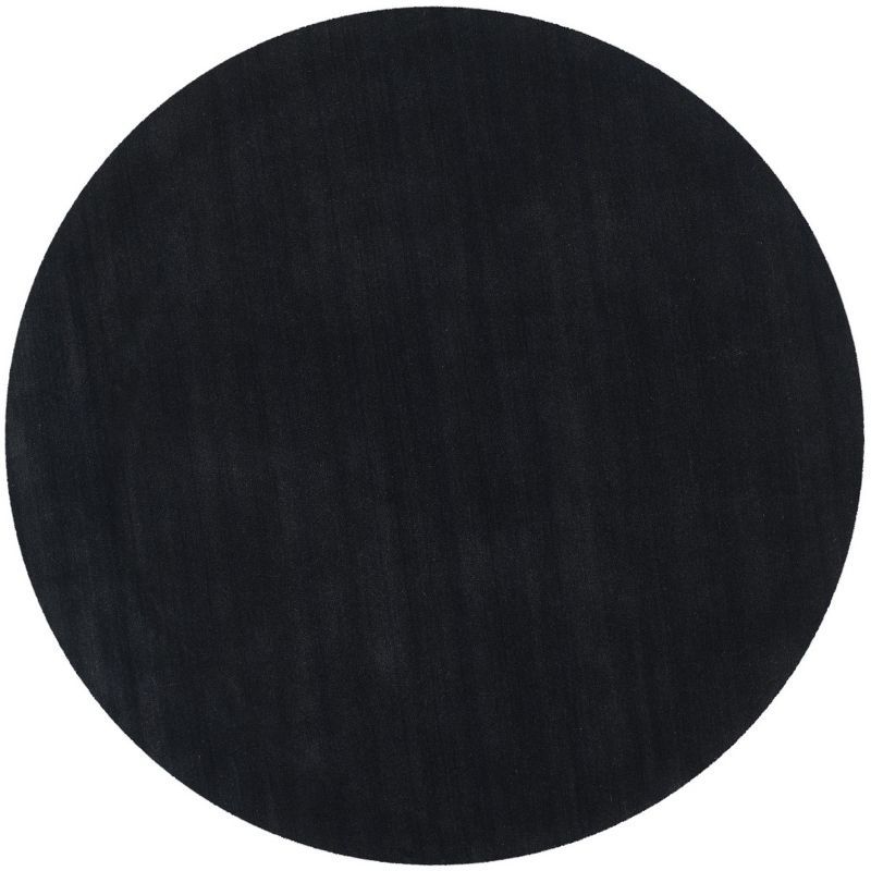 Himalaya Black 4' Round Hand-Tufted Wool Rug