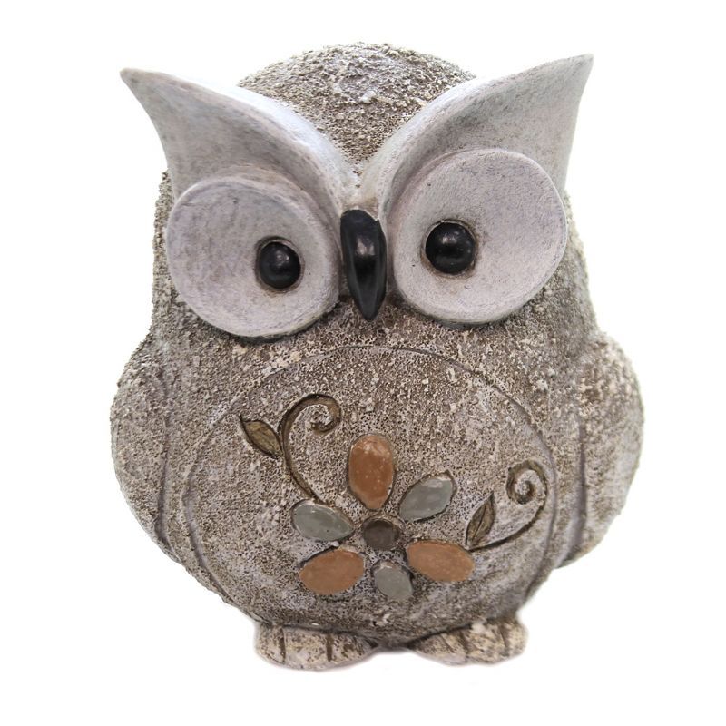 Gray and Tan Stone-Like Pebble Owl Garden Statue