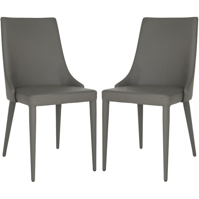 Summerset Gray PU Leather Upholstered Side Chairs with Metal Frame, Set of 2