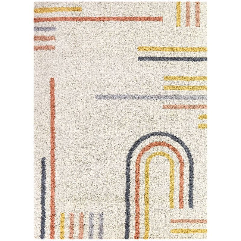 Erin Multicolor Striped Tufted Shag Rug 5' x 7'