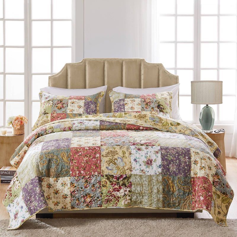 Blooming Prairie Multicolor Cotton Reversible King Quilt Set