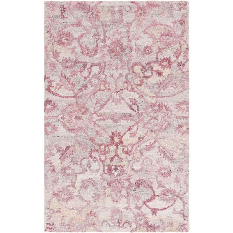 Hand-Tufted Light Pink Wool and Synthetic 3' x 5' Area Rug