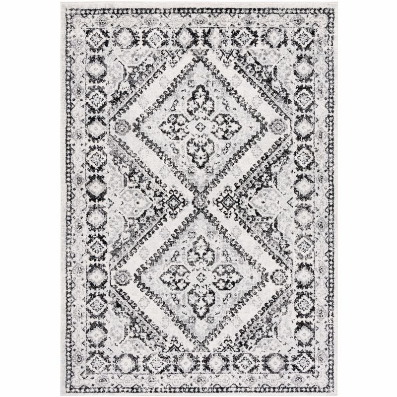 Ivory Round Stain-Resistant Synthetic Area Rug