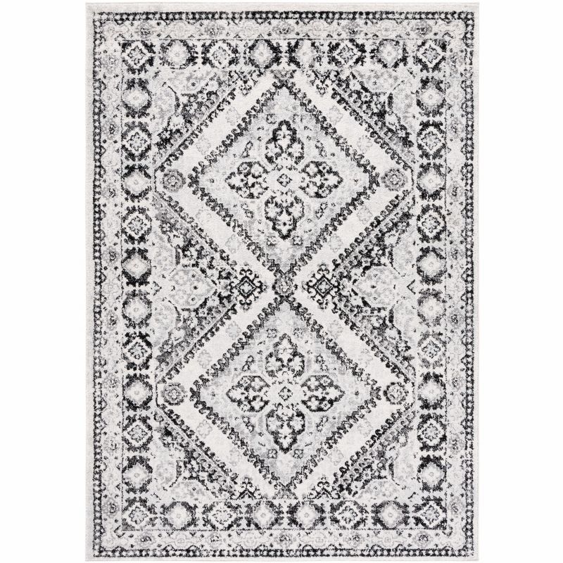 Ivory Round Stain-Resistant Synthetic Area Rug