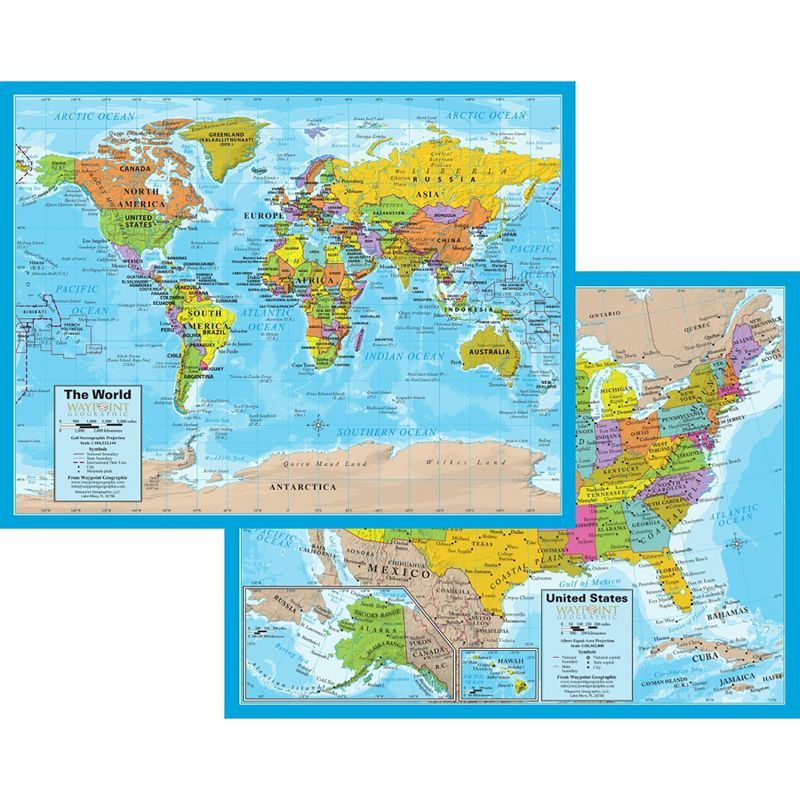 Waypoint Geographic 12-Pack Laminated World and USA Notebook Maps