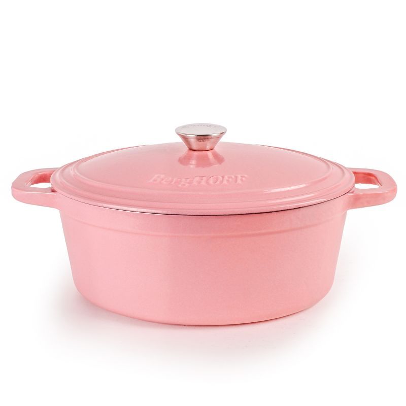 Pink Enameled Cast Iron Oval Dutch Oven, 5Qt