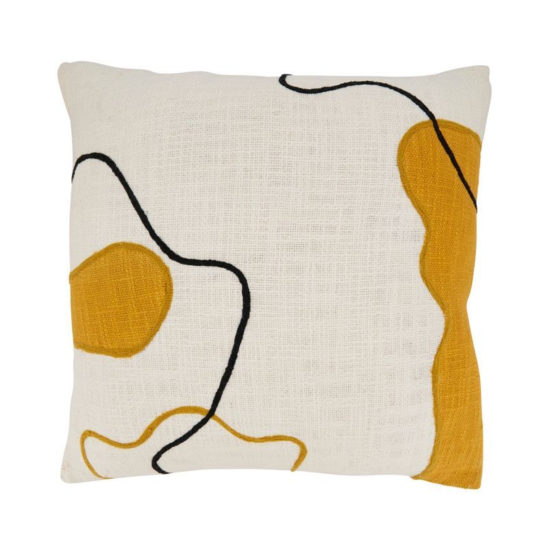 Abstract Yellow and White Cotton Throw Pillow Cover, 20x20