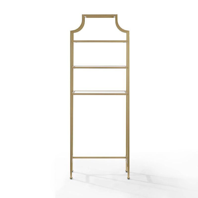 Soft Gold Pagoda-Inspired Over-the-Toilet Storage with Tempered Glass Shelves